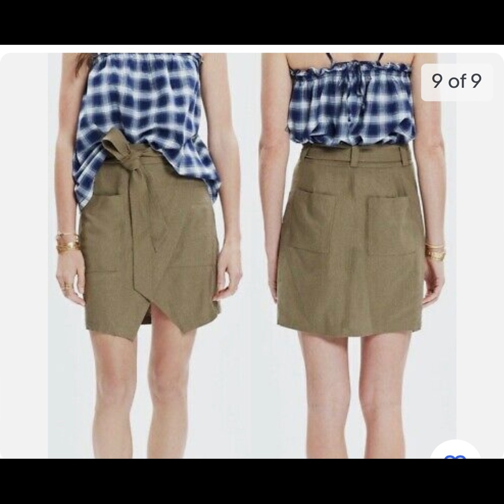 Madewelll olive green wrap skirt